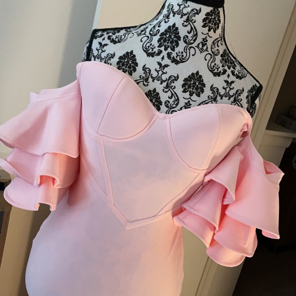 ADYCE off shoulders layered bodycon dress